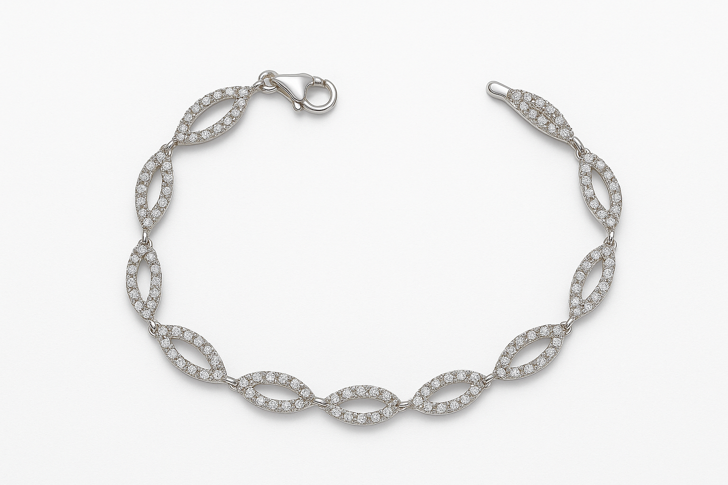 Elegant Marquise CZ Sterling Silver Bracelet