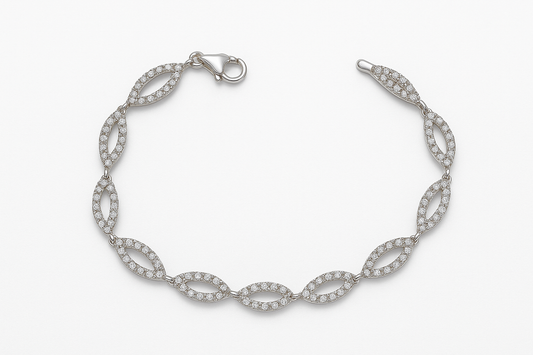 Elegant Marquise CZ Sterling Silver Bracelet