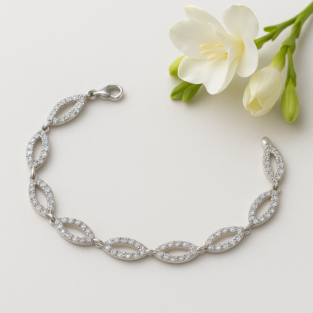 Elegant Marquise CZ Sterling Silver Bracelet