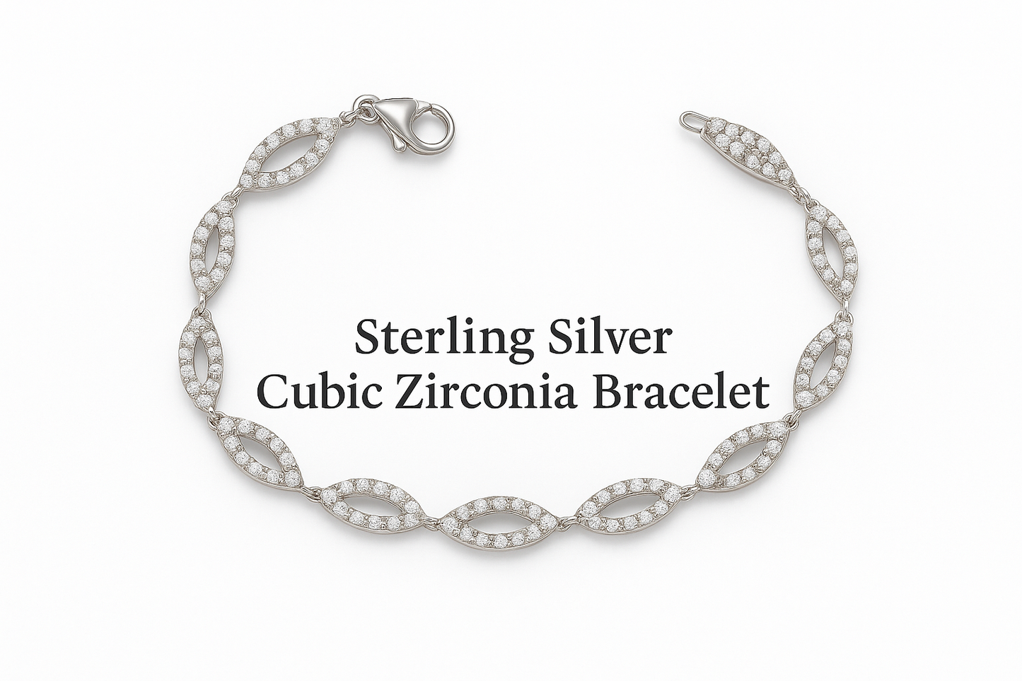 Elegant Marquise CZ Sterling Silver Bracelet
